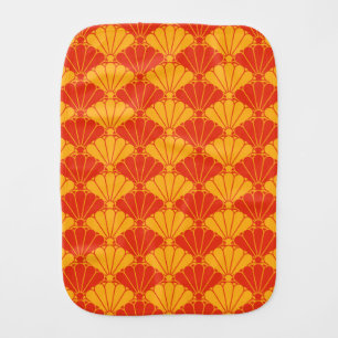 Oriental Red Yellow Kiku Chrysanthemum Mon Pattern Baby Burp Cloth