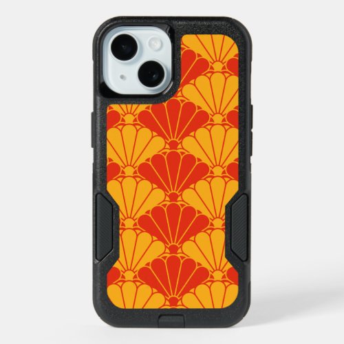 Oriental Red Yellow Kiku Chrysanthemum Mon Pattern iPhone 15 Case