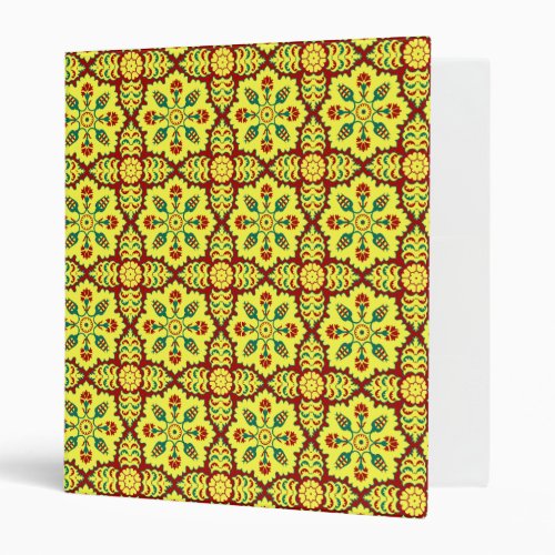 Oriental Red Yellow Ottoman Turkish Tulip Pattern 3 Ring Binder