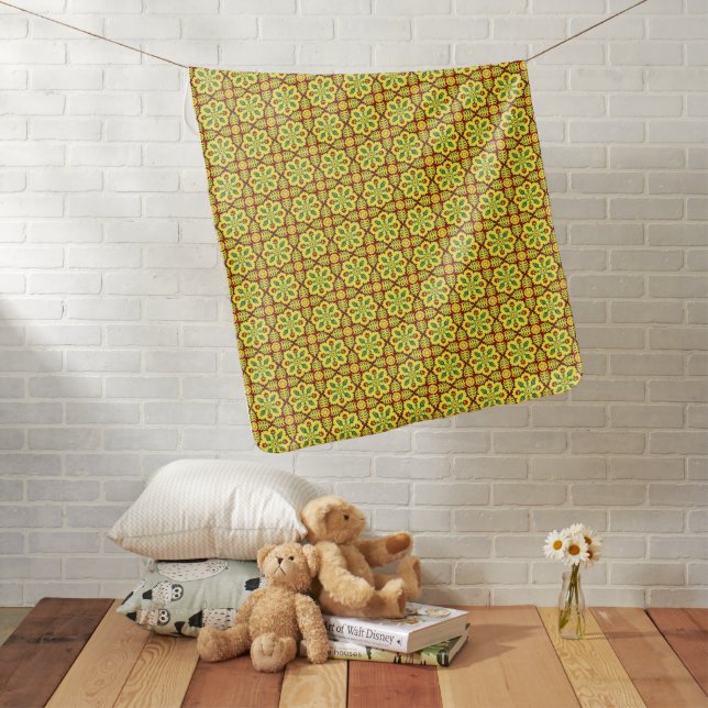 Oriental Red Yellow Ottoman Turkish Tulip Pattern Baby Blanket (In Situ)
