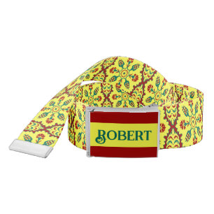 Oriental Red Yellow Ottoman Turkish Tulip Pattern Belt