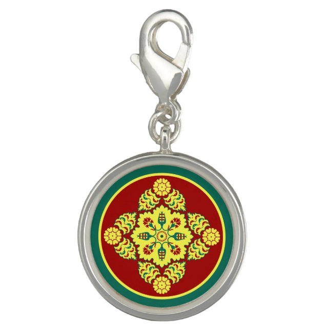 Oriental Red Yellow Ottoman Turkish Tulip Pattern Charm (Front)