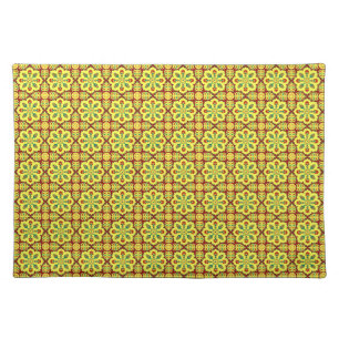 Oriental Red Yellow Ottoman Turkish Tulip Pattern Cloth Placemat