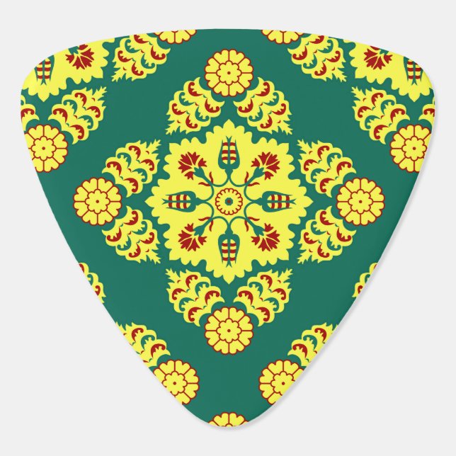 Oriental Red Yellow Ottoman Turkish Tulip Pattern Guitar Pick (Back)