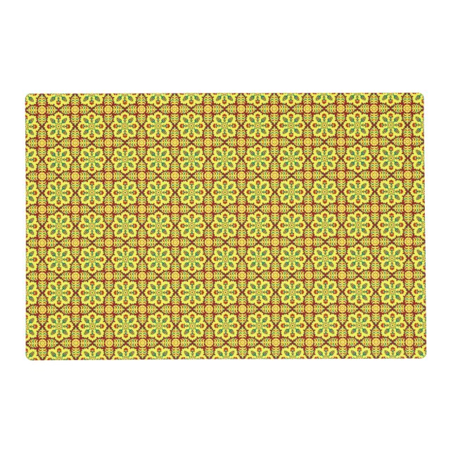 Oriental Red Yellow Ottoman Turkish Tulip Pattern Placemat (Front)