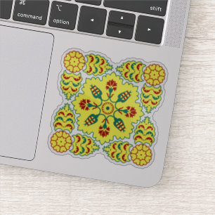 Oriental Red Yellow Ottoman Turkish Tulip Pattern Sticker