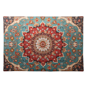 Oriental Retro Persian Pattern Red Cream Blue Cloth Placemat