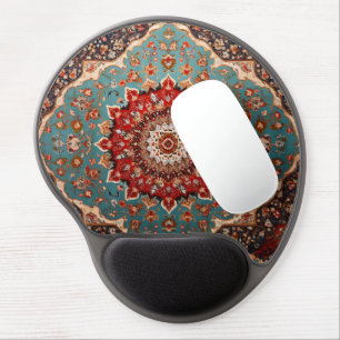 Oriental Retro Persian Pattern Red Cream Blue  Gel Mouse Pad