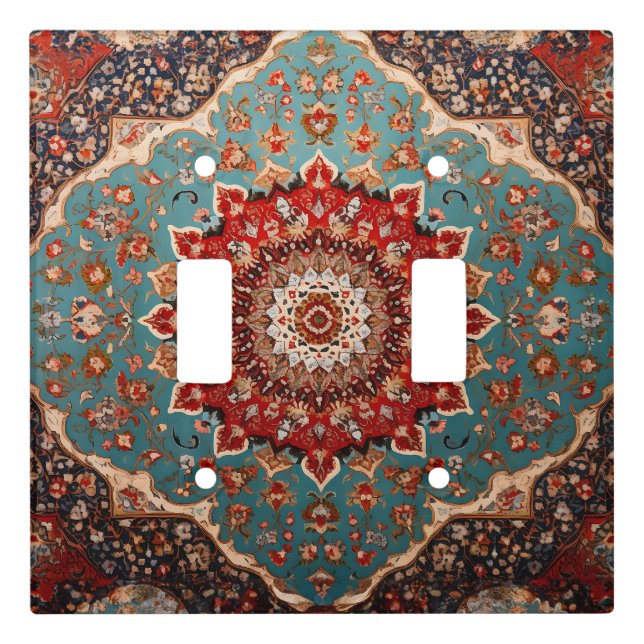 Oriental Retro Persian Pattern Red Cream Blue Light Switch Cover (Front)