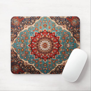 Oriental Retro Persian Pattern Red Cream Blue  Mouse Pad