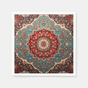 Oriental Retro Persian Pattern Red Cream Blue Napkins