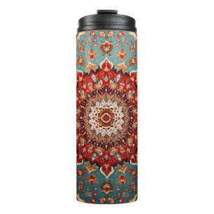 Oriental Retro Persian Pattern Red Cream Blue Thermal Tumbler