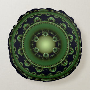 Oriental round green ornament pillow