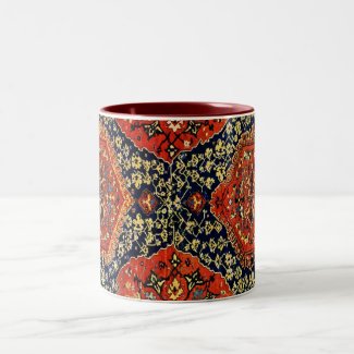 Oriental rug design  in blue&orange