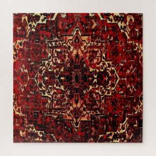 Oriental rug design in dark red jigsaw puzzle