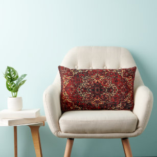Oriental rug design in  dark red     lumbar pillow