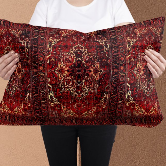 Oriental rug design in  dark red lumbar pillow (Creator Uploaded)