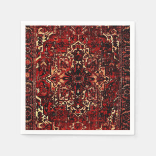 Oriental rug design in  dark red napkins