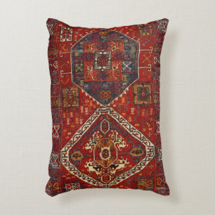Oriental rug design in  dark red no5 accent pillow