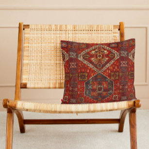Oriental rug design in  dark red no5 throw pillow