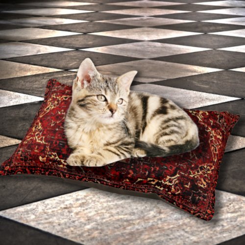 Oriental rug design in dark red pet bed