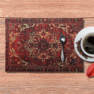 Oriental rug design in dark red placemat