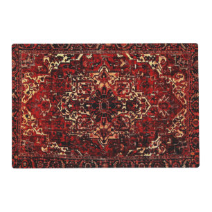 Oriental rug design in dark red placemat