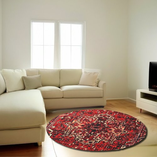Oriental rug design in  dark red round
