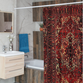 Oriental Rug Design In  Dark Red  Shower Curtain by almawad at Zazzle