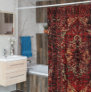 Oriental rug design in  dark red  shower curtain