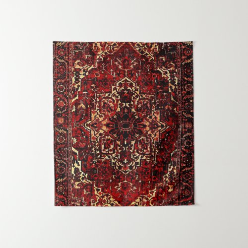 Oriental rug design in  dark red  tapestry