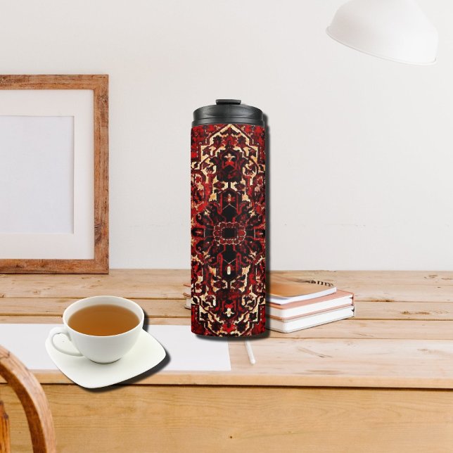 Oriental rug design in  dark red  thermal tumbler (Creator Uploaded)