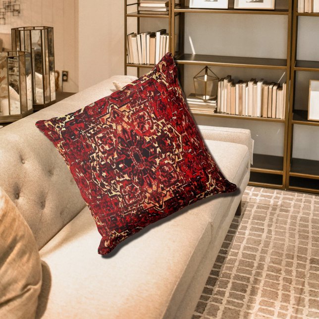 Oriental rug design in dark red throw pillow (Creator Uploaded)