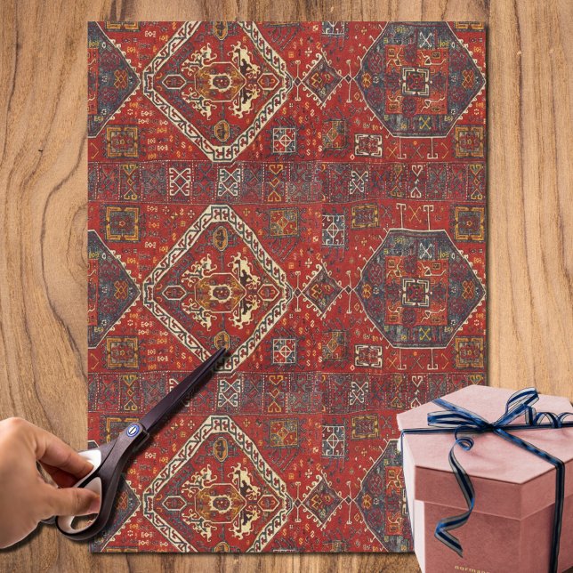 Oriental rug design in  dark red  tissue paper (Creator Uploaded)