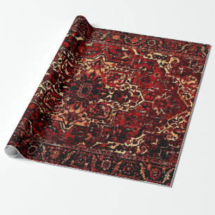 Oriental rug design in dark red wrapping paper