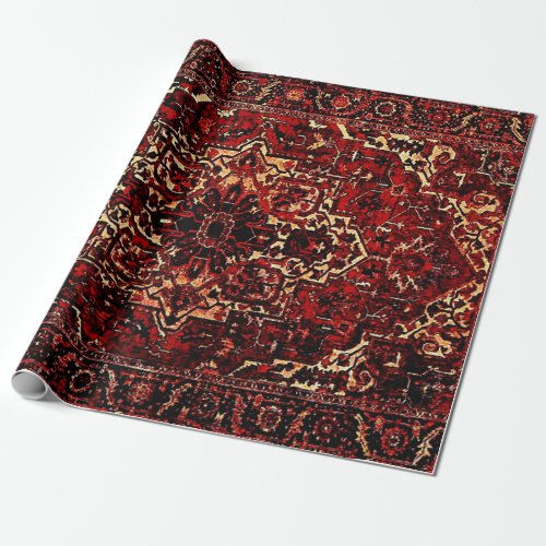 Oriental rug design in  dark red  wrapping paper