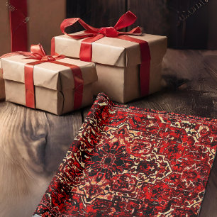 Oriental rug design in dark red wrapping paper