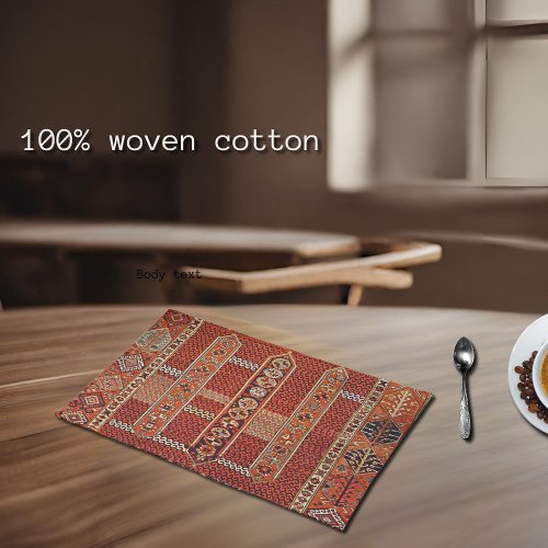 Oriental rug design in orange placemat