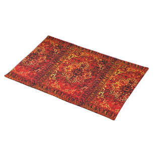 Oriental rug design in oranges cloth placemat
