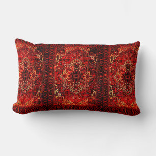 Oriental rug design in oranges lumbar pillow