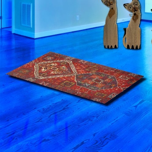 Oriental rug design in  red and blue