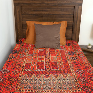 Oriental rug design in vibrant oranges