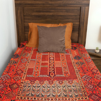 Oriental Rug Design In Vibrant Oranges Fleece Blanket by almawad at Zazzle