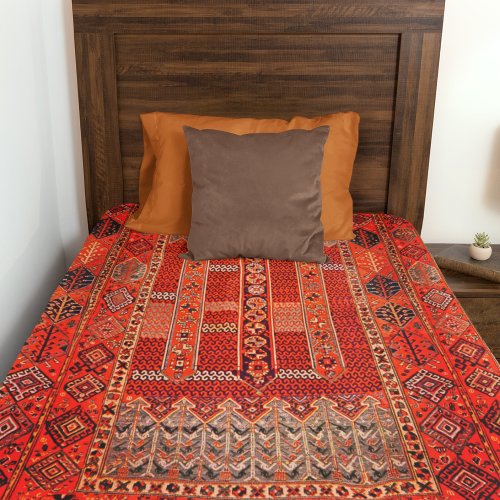 Oriental rug design in vibrant oranges fleece blanket