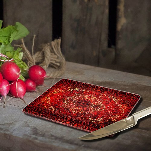 Oriental rug design in vivid  colors  cutting board