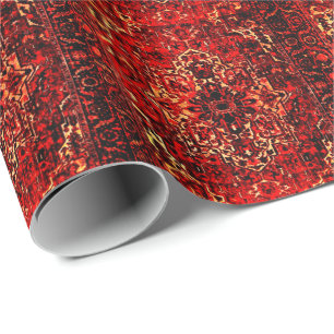 Oriental rug design in warm colors wrapping paper
