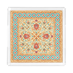Oriental rug, floral ornamental pattern. acrylic tray