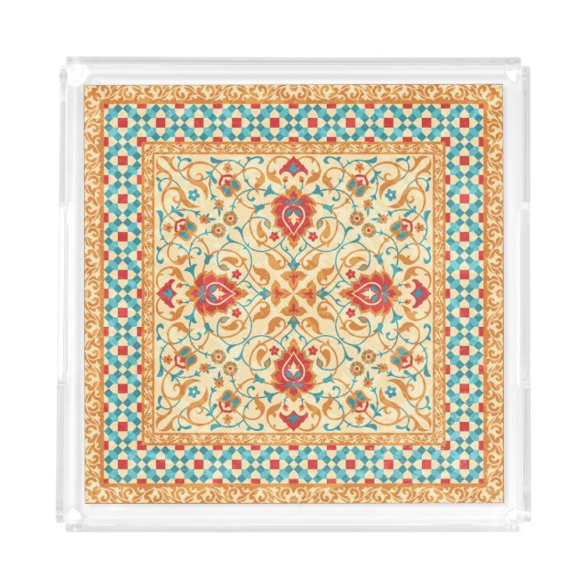 Oriental rug, floral ornamental pattern. acrylic tray (Front)