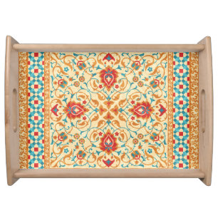 Oriental rug, floral ornamental pattern. serving tray