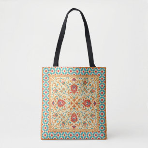 Oriental rug, floral ornamental pattern. tote bag